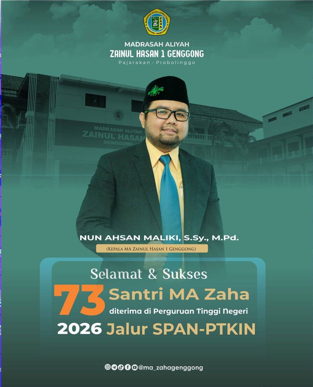 Melesat! 73 Santri MA Zaha 1 Genggong Tembus PTKIN Favorit Lewat SPAN-PTKIN 2026